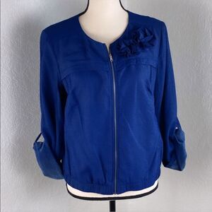Chambray Zippered Rose Jacket Sz S
